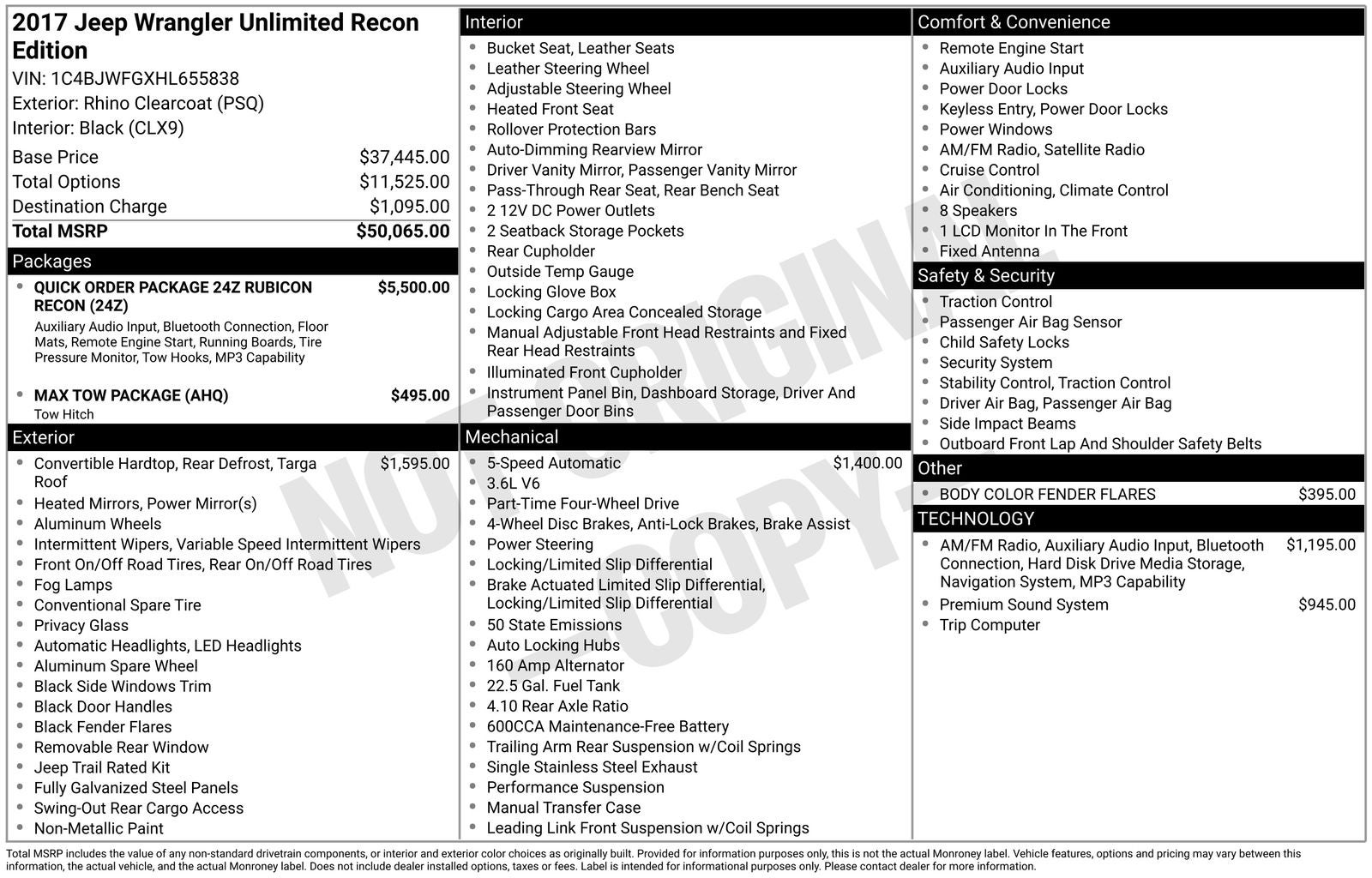 2017 Jeep Wrangler Unlimited Rubicon Recon