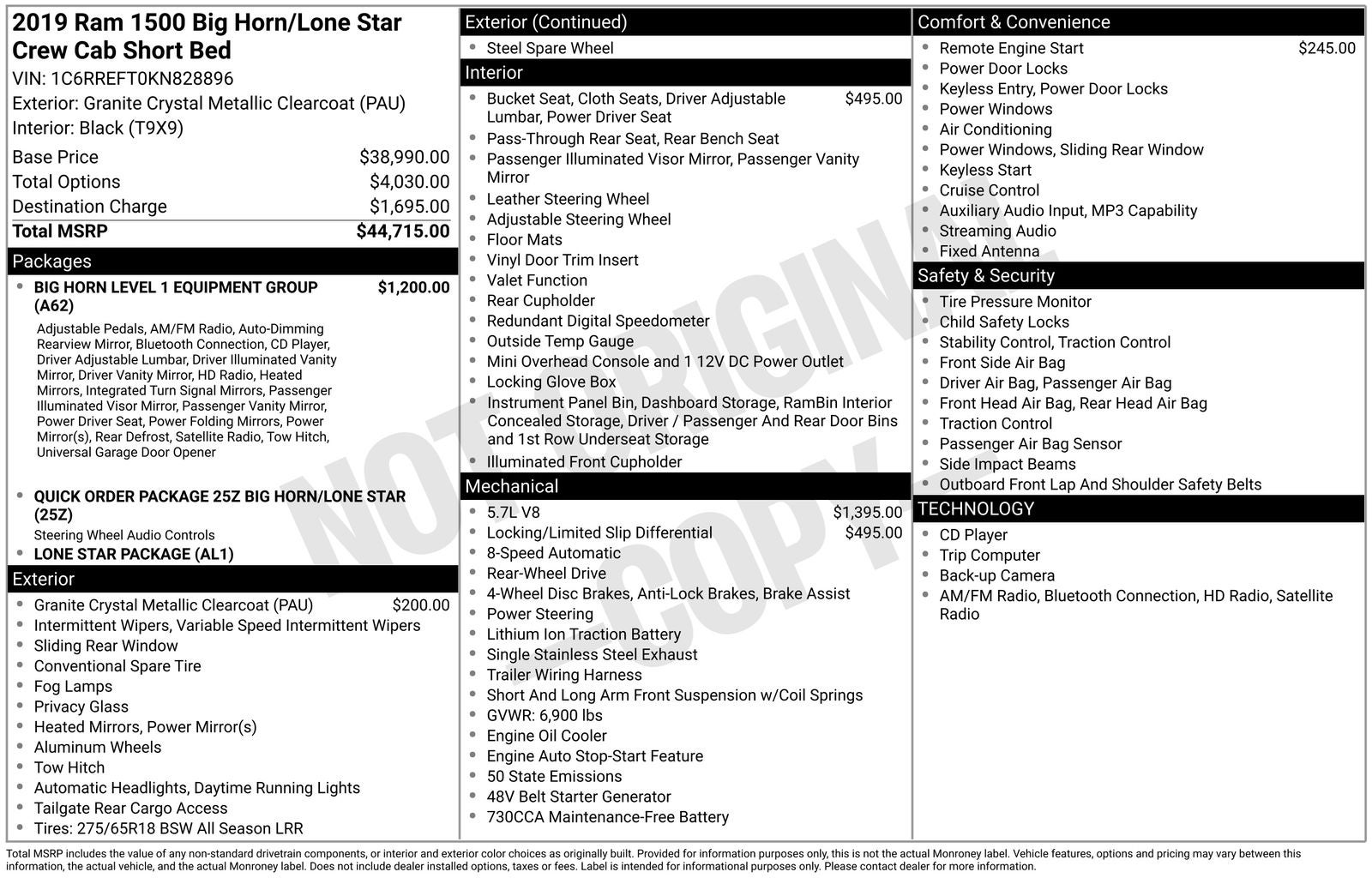 2019 RAM 1500 Big Horn/Lone Star