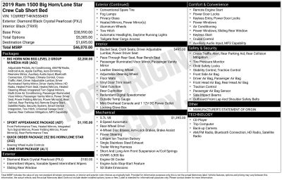2019 RAM 1500 Big Horn/Lone Star