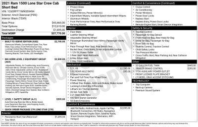 2021 RAM 1500 Big Horn/Lone Star