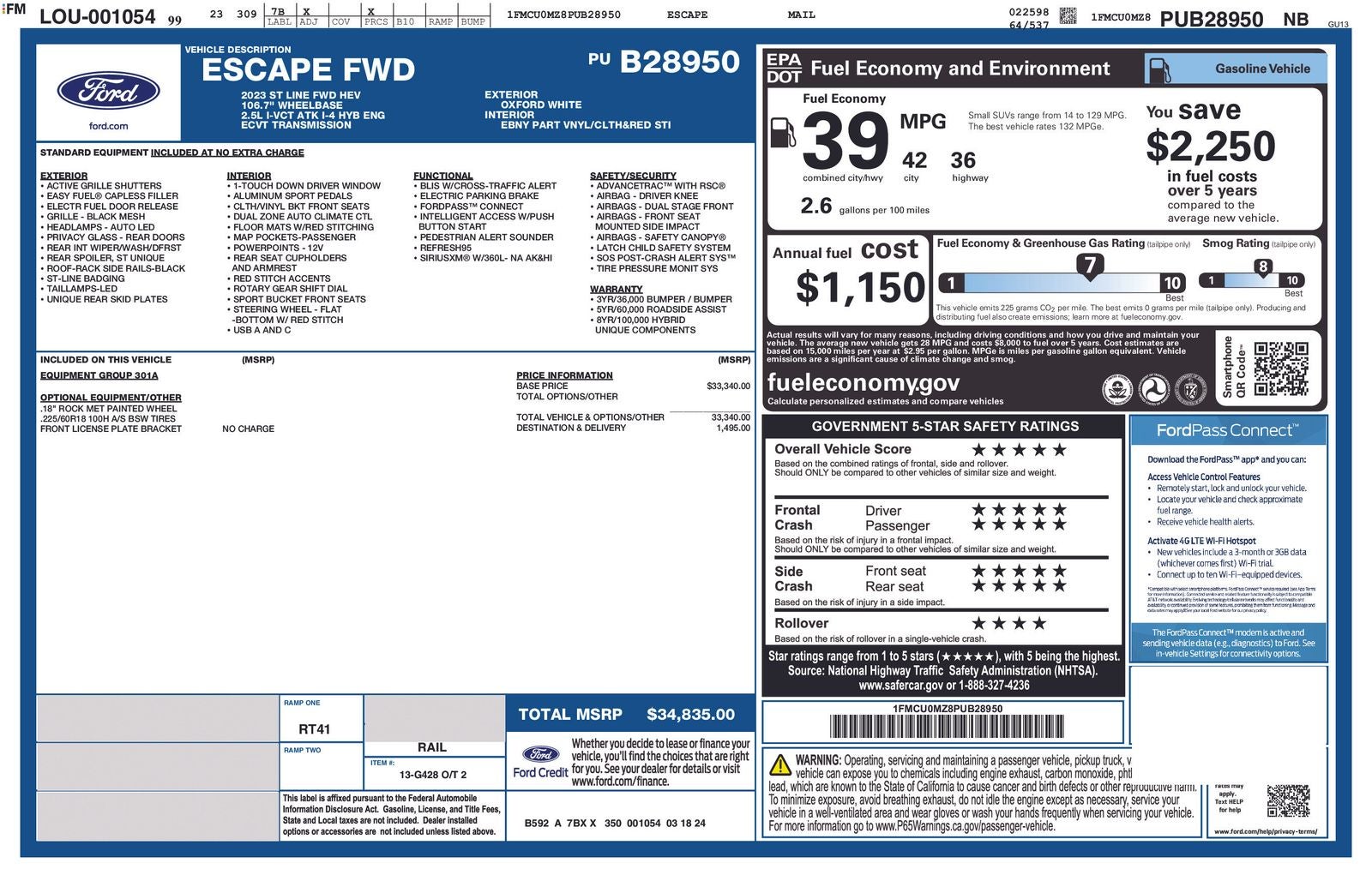 2023 Ford Escape Hybrid ST-Line