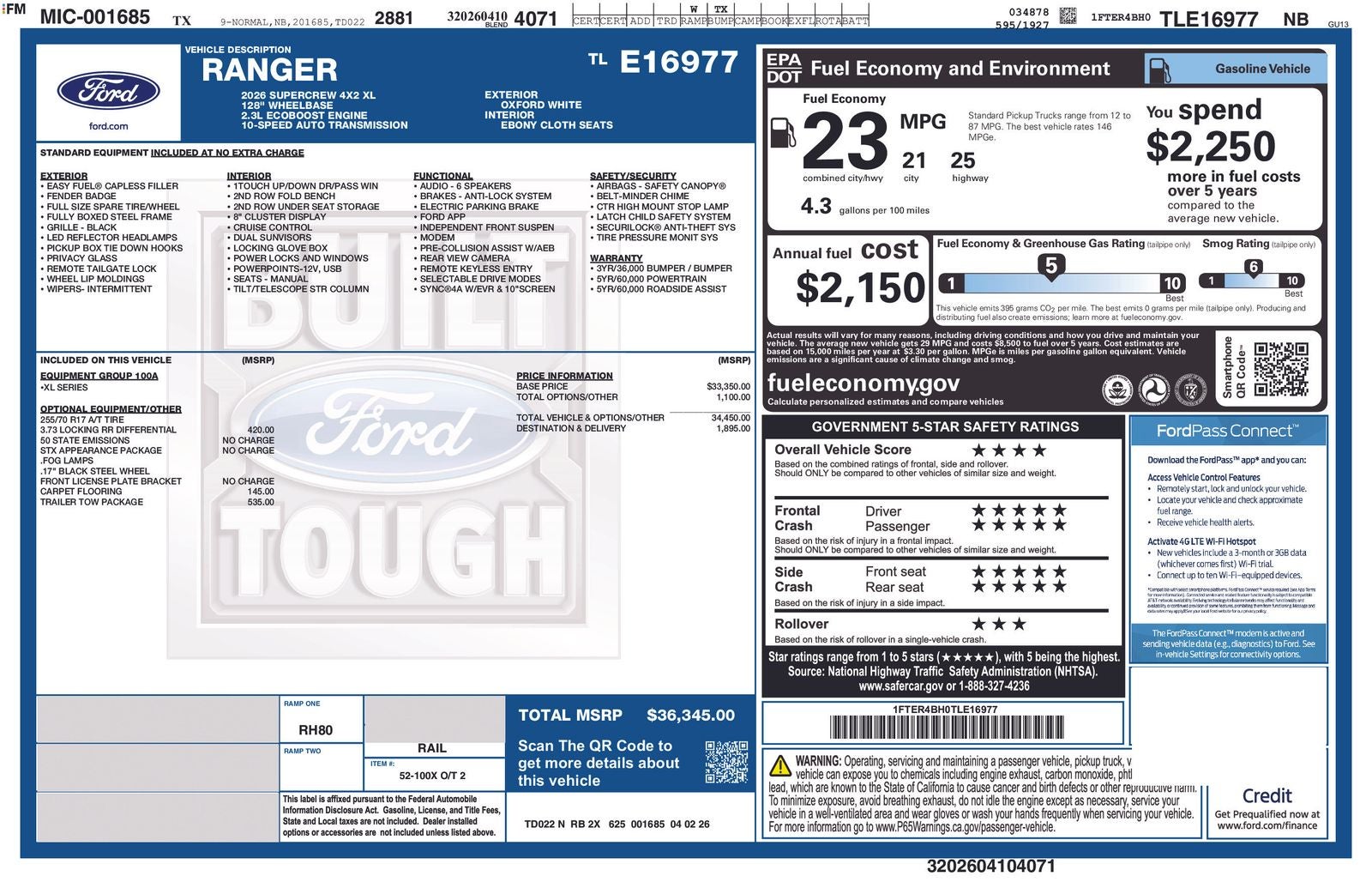 2026 Ford Ranger XL