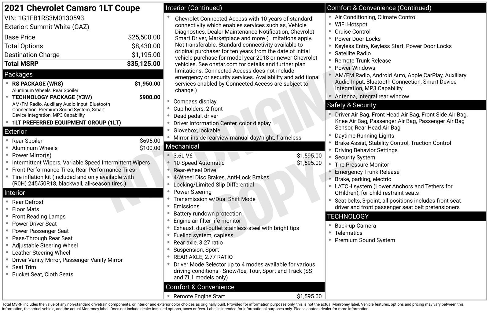 2021 Chevrolet Camaro 1LT RS Package