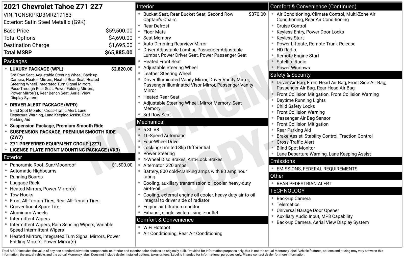 2021 Chevrolet Tahoe Z71