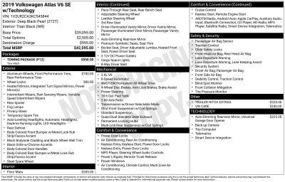 2019 Volkswagen Atlas 3.6L V6 SE w/Technology