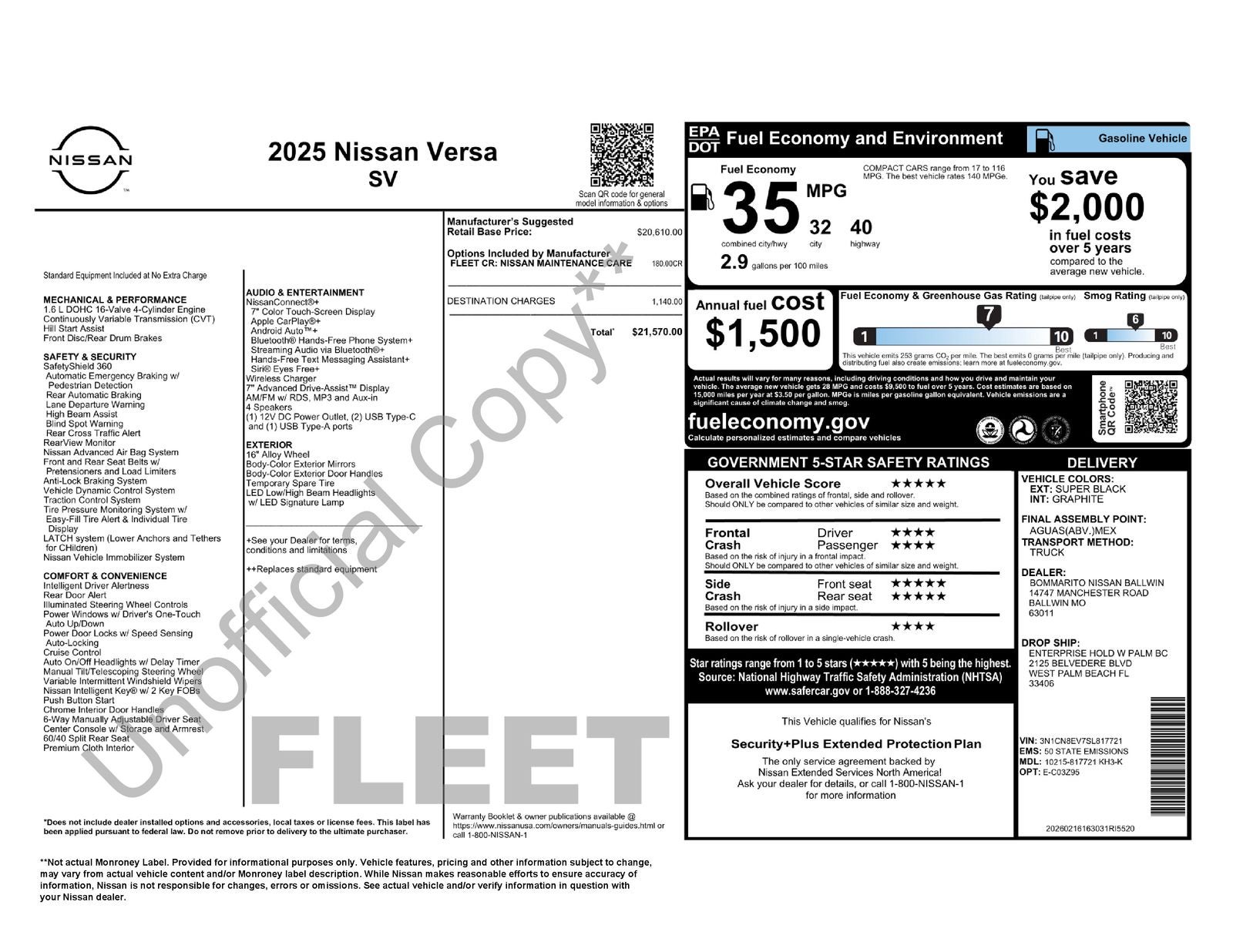 2025 Nissan Versa 1.6 SV