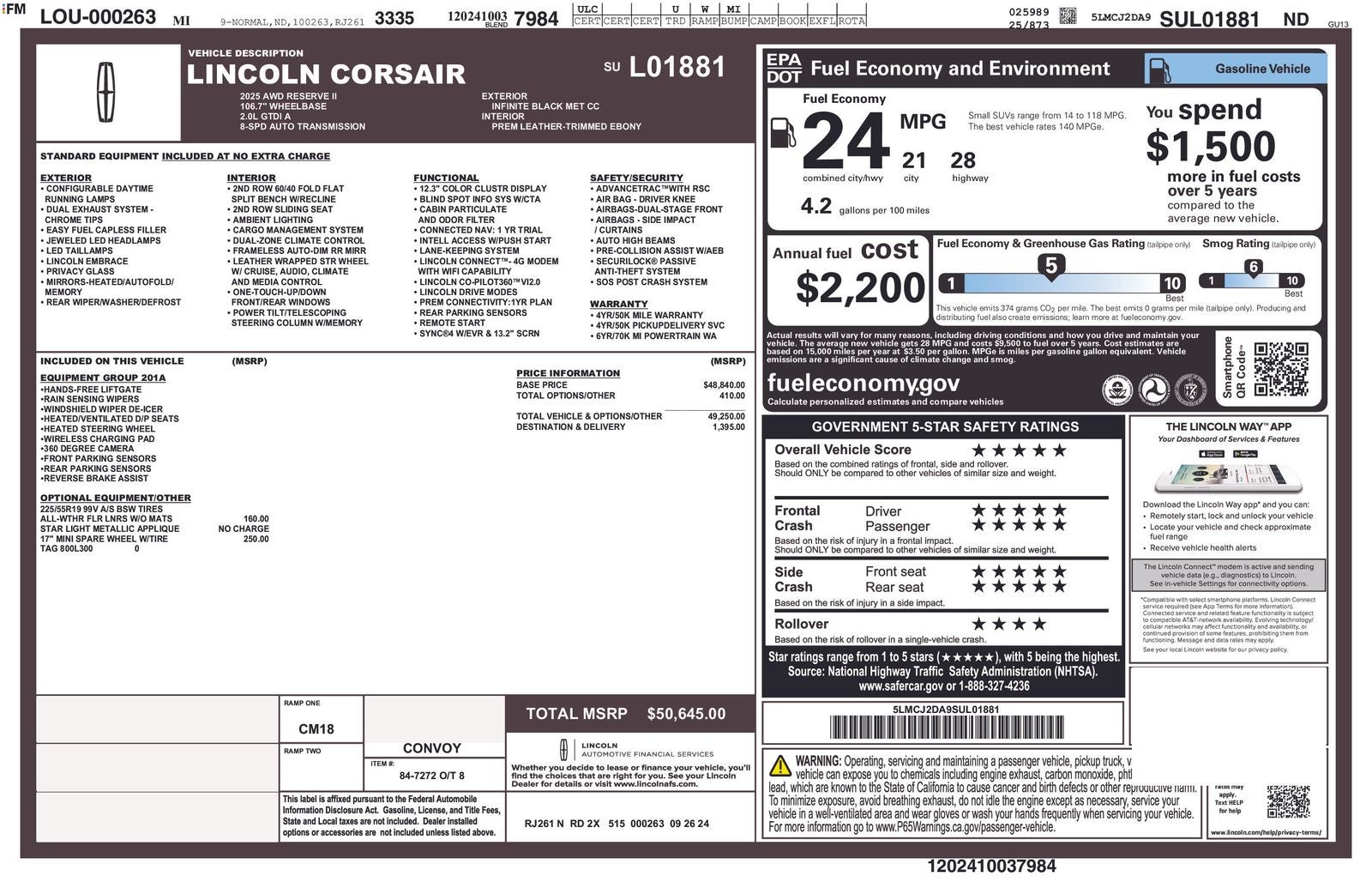 2025 Lincoln Corsair Reserve