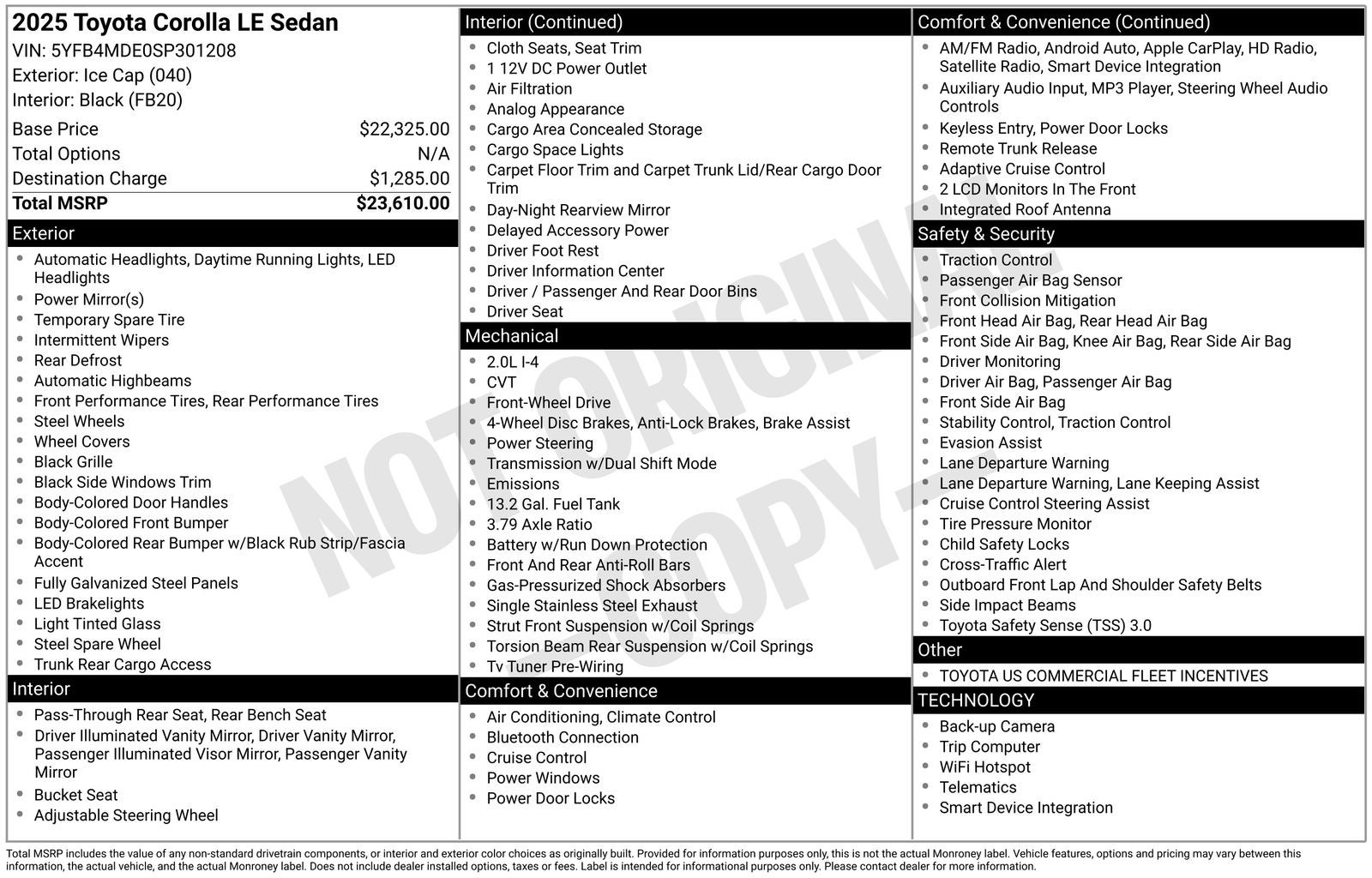 2025 Toyota Corolla LE