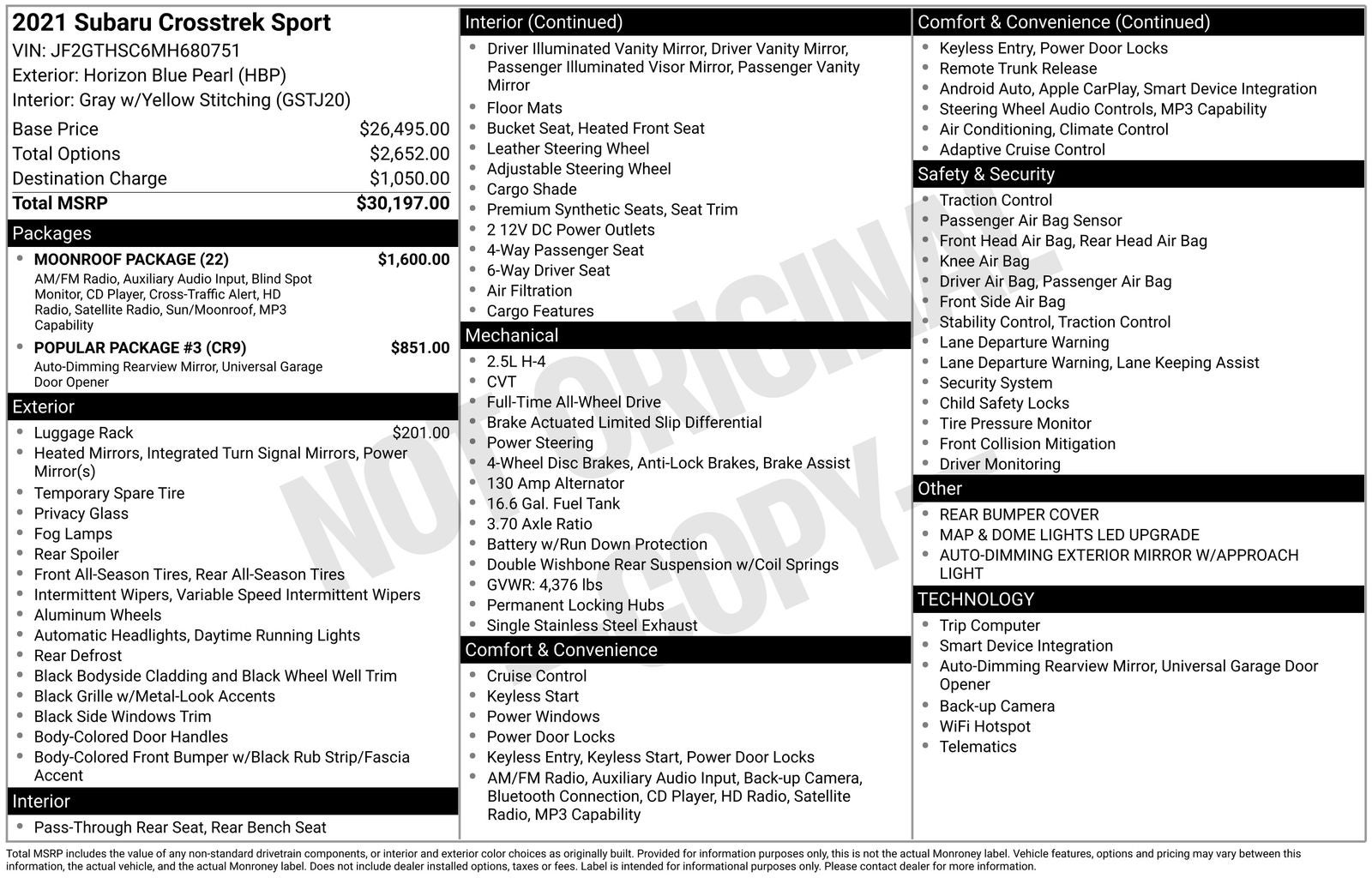2021 Subaru Crosstrek Sport